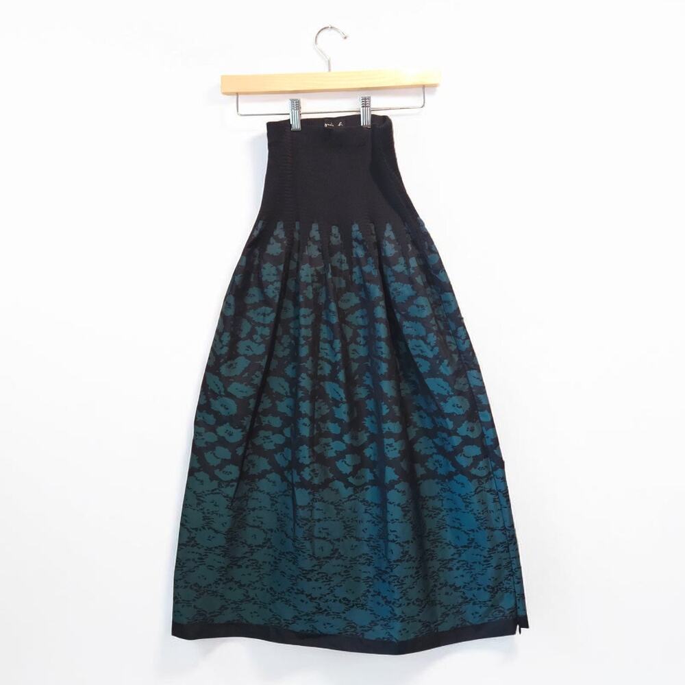 Agnes B Paris Dress Skirt Women Strapless One Size Emerald Green Jacquard Ribbed